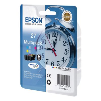 Epson 27 DURABrite Ultra Ink, Ink Cartridge, Cyan, Magenta, Yellow Multipack, C13T27054010 (package 3 each) Epson 27 DURABrite Ultra Ink, Ink Cartridge, Cyan, Magenta, Yellow Multipack, C13T27054010 (package 3 each)